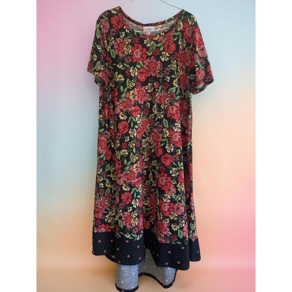 LuLaRoe Carly Swing Dress Floral HIgh/Low Cottage Vibe Boho Size L - Picture 1 of 8